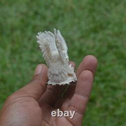 Double Eagles Carving 60mm Height T480 in Antler Hand Carved