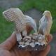 Double Eagles Carving 95mm Height T523 In Antler Hand Carved