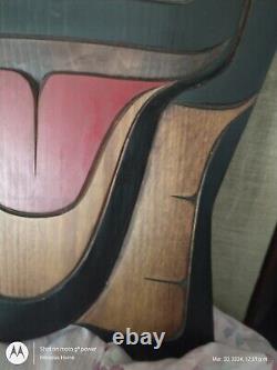 Doug Harper Northwest Coast Native Art Red Cedar Hand Carved and Painted Eagle