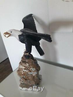 EAGLE Stone Bird Figurine Hand Carved in Brazil 26 Tall