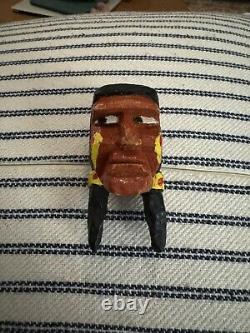 EARLY HAND CARVED WOOD INDIAN CHIEF BSA NECKERCHIEF SLIDE Eagle Boy Scout Choby