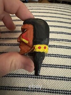 EARLY HAND CARVED WOOD INDIAN CHIEF BSA NECKERCHIEF SLIDE Eagle Boy Scout Choby