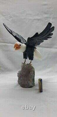 Eagle Brazilian gemstones handcarved bird sculpture