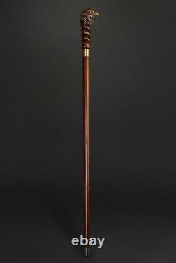Eagle Cane Wooden Walking Stick Hiking Stick Hand Carved Handmade Watching RR02