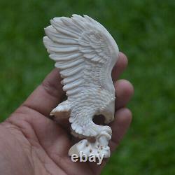 Eagle Carving 101mm Height T488 in Moose Antler Hand Carved
