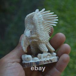 Eagle Carving 83mm Height T518 in Antler Hand Carved