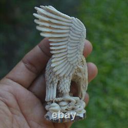 Eagle Carving 97mm Height T520 in Antler Hand Carved