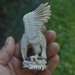 Eagle Carving 97mm Height T520 in Antler Hand Carved