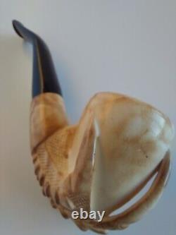 Eagle Claw Hand Carved Block Meerschaum Brown Pipe with Fitted Case MP07