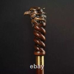 Eagle Dark Hand Carved Wooden Cane Walking Stick with Ergonomic Handle 36