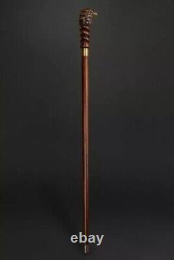 Eagle Dark Hand Carved Wooden Cane Walking Stick with Ergonomic Handle 36