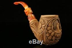 Eagle Embossed Hand Carved Meerschaum Pipe in custom case 9882