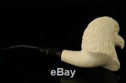 Eagle Hand Carved Block Meerschaum Pipe by Tekin with a fit case 9841