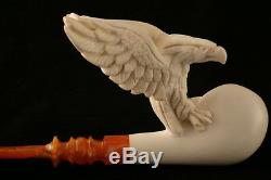 Eagle Hand Carved Block Meerschaum Pipe in a fitted CASE 6917