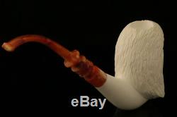 Eagle Hand Carved Block Meerschaum Pipe in a fitted CASE 8582