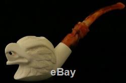 Eagle Hand Carved Block Meerschaum Pipe with custom CASE 10545