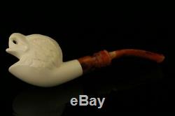 Eagle Hand Carved Block Meerschaum Pipe with custom CASE 10545