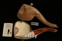 Eagle Hand Carved Block Meerschaum Pipe with custom CASE 10624