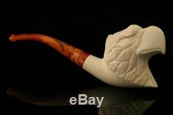 Eagle Hand Carved Block Meerschaum Pipe with custom CASE 10624