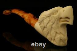 Eagle Hand Carved Block Meerschaum Pipe with custom CASE 12797