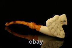 Eagle Hand Carved Block Meerschaum Pipe with custom CASE 12797