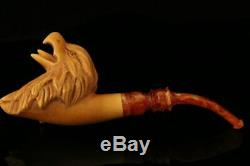 Eagle Hand Carved Block Meerschaum Pipe with custom case 11728