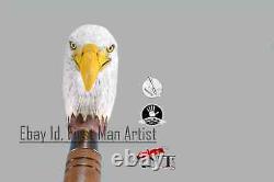 Eagle Head Bird Walking Stick Wooden Hand Carved Bird Walking Cane Xmas Gift B