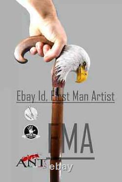 Eagle Head Bird Walking Stick Wooden Hand Carved Bird Walking Cane Xmas Gift B