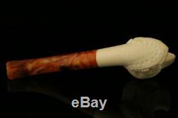 Eagle Head Hand Carved Block Meerschaum Pipe with custom CASE 10747