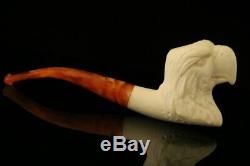 Eagle Head Hand Carved Block Meerschaum Pipe with custom CASE 10747