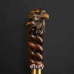 Eagle Head Hand Carved Handmade Handle Wooden Walking Stick Cane Hiking