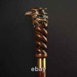 Eagle Head Hand Carved Handmade Handle Wooden Walking Stick Cane Hiking