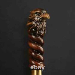 Eagle Head Hand Carved Handmade Handle Wooden Walking Stick Cane Hiking designer