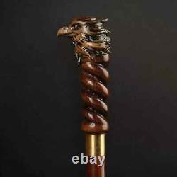 Eagle Head Hand Carved Handmade Handle Wooden Walking Stick Cane Hiking designer