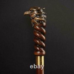 Eagle Head Hand Carved Handmade Handle Wooden Walking Stick Cane Hiking designer