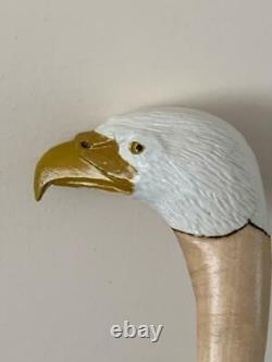 Eagle Head Hazel Walking Stick Hand Carved. Beautiful xmas birthday present