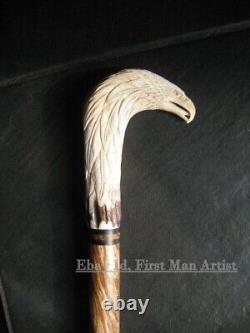 Eagle Head Walking Stick Wooden Hand Carved Bird Walking Cane Xmas Best GIFT C