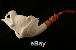 Eagle Head in Claw Hand Carved Block Meerschaum Pipe by I. Baglan in a case 7183