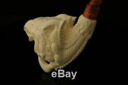 Eagle Head in Claw Hand Carved Meerschaum Pipe by Emin Brothers in case 8184