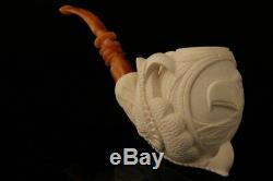 Eagle Medallion Claw Hand Carved Meerschaum Pipe by I. Baglan in case 8449