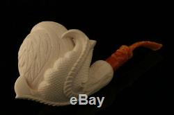 Eagle Medallion Claw Hand Carved Meerschaum Pipe by I. Baglan in case 8449