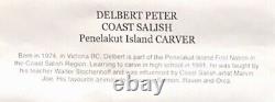 Eagle Salmon Delbert PETER signed Original Coast Salish Haida Hand Carved