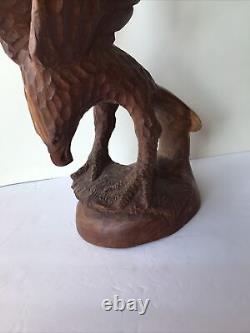 Eagle Sculpture Hand Carved Wood Artist From Jamestown NY UNSIGNED MCM