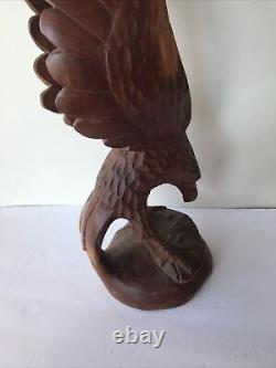 Eagle Sculpture Hand Carved Wood Artist From Jamestown NY UNSIGNED MCM