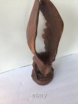 Eagle Sculpture Hand Carved Wood Artist From Jamestown NY UNSIGNED MCM