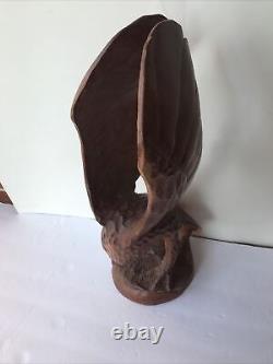 Eagle Sculpture Hand Carved Wood Artist From Jamestown NY UNSIGNED MCM