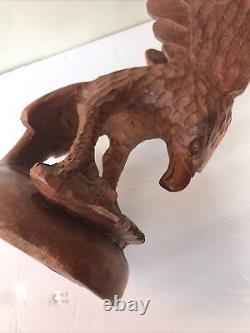 Eagle Sculpture Hand Carved Wood Artist From Jamestown NY UNSIGNED MCM