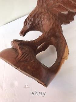 Eagle Sculpture Hand Carved Wood Artist From Jamestown NY UNSIGNED MCM