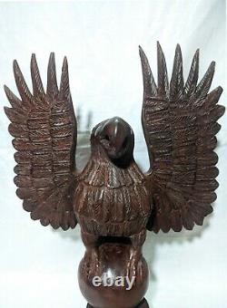 Eagle Statue Rosewood Hawk Sculpture Hand Carved Bird Figurine Office Home Decor