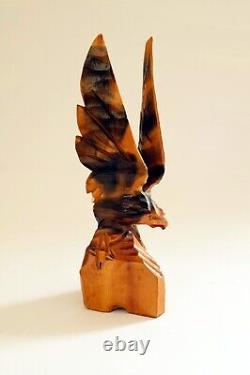 Eagle Vintage Sculpture USSR Hand carved Home decor 1970s Wooden figurine VTG 02